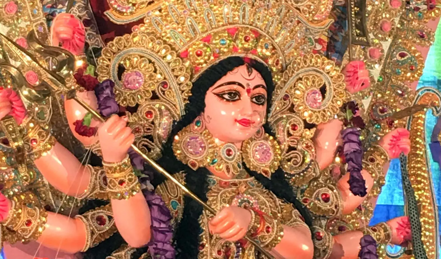 Durga Puja celebration with Goddess Durga idol